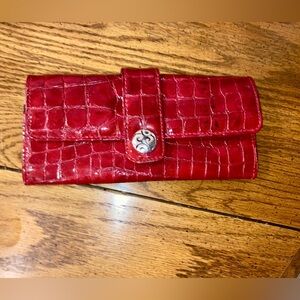 Brighton Vintage Croc-Embossed Long Wallet - Red
